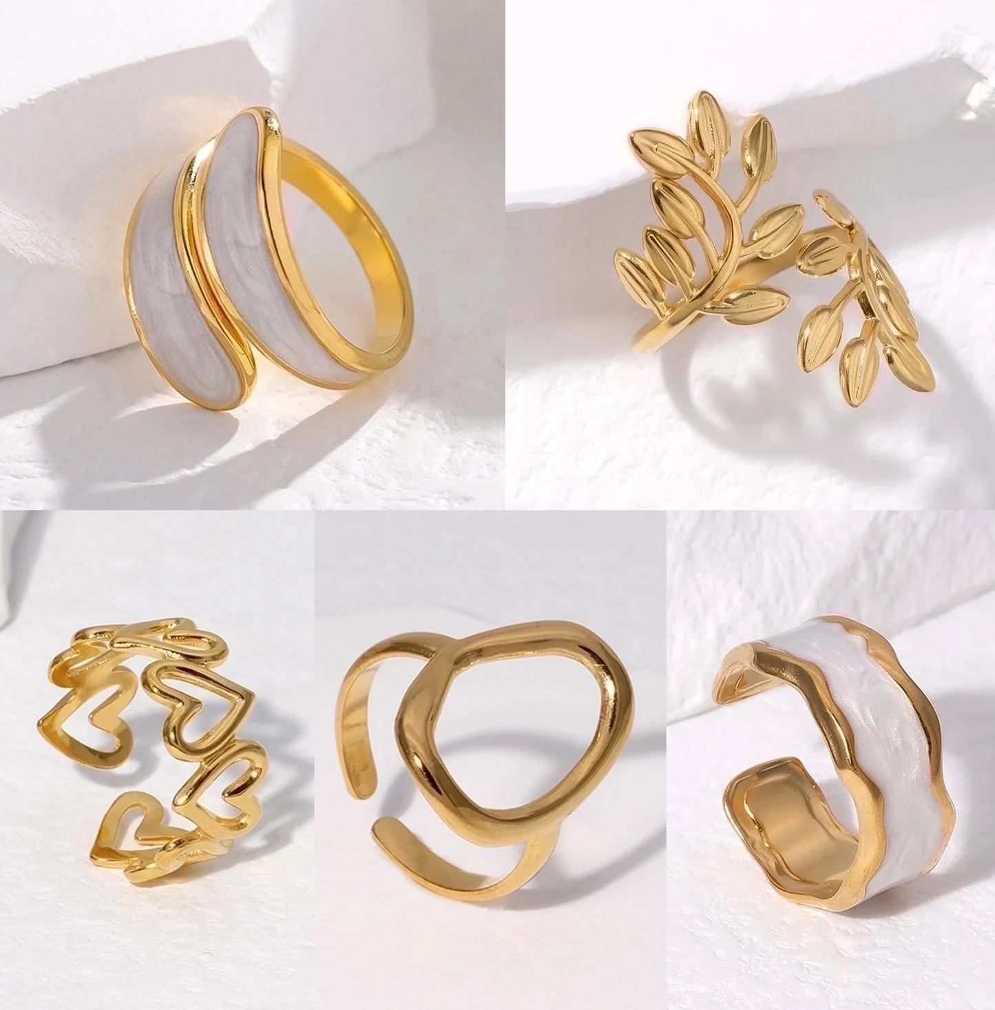 18k Gold-Plated Rings - 5pk